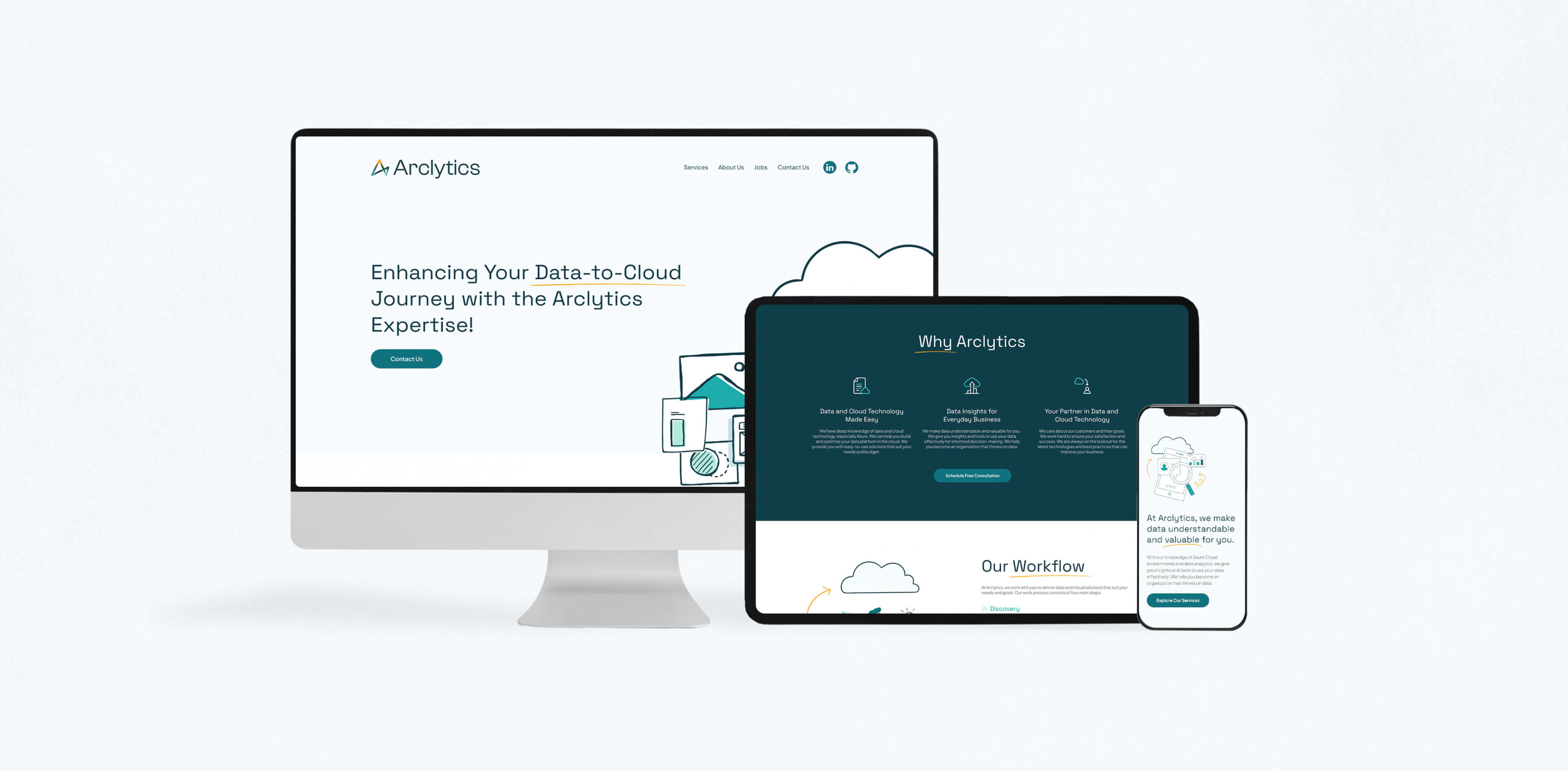 Responsive WordPress website for tech startup, fully adjustable to desktop, tablet, and mobile screens, custom developed by UrosWeb.
