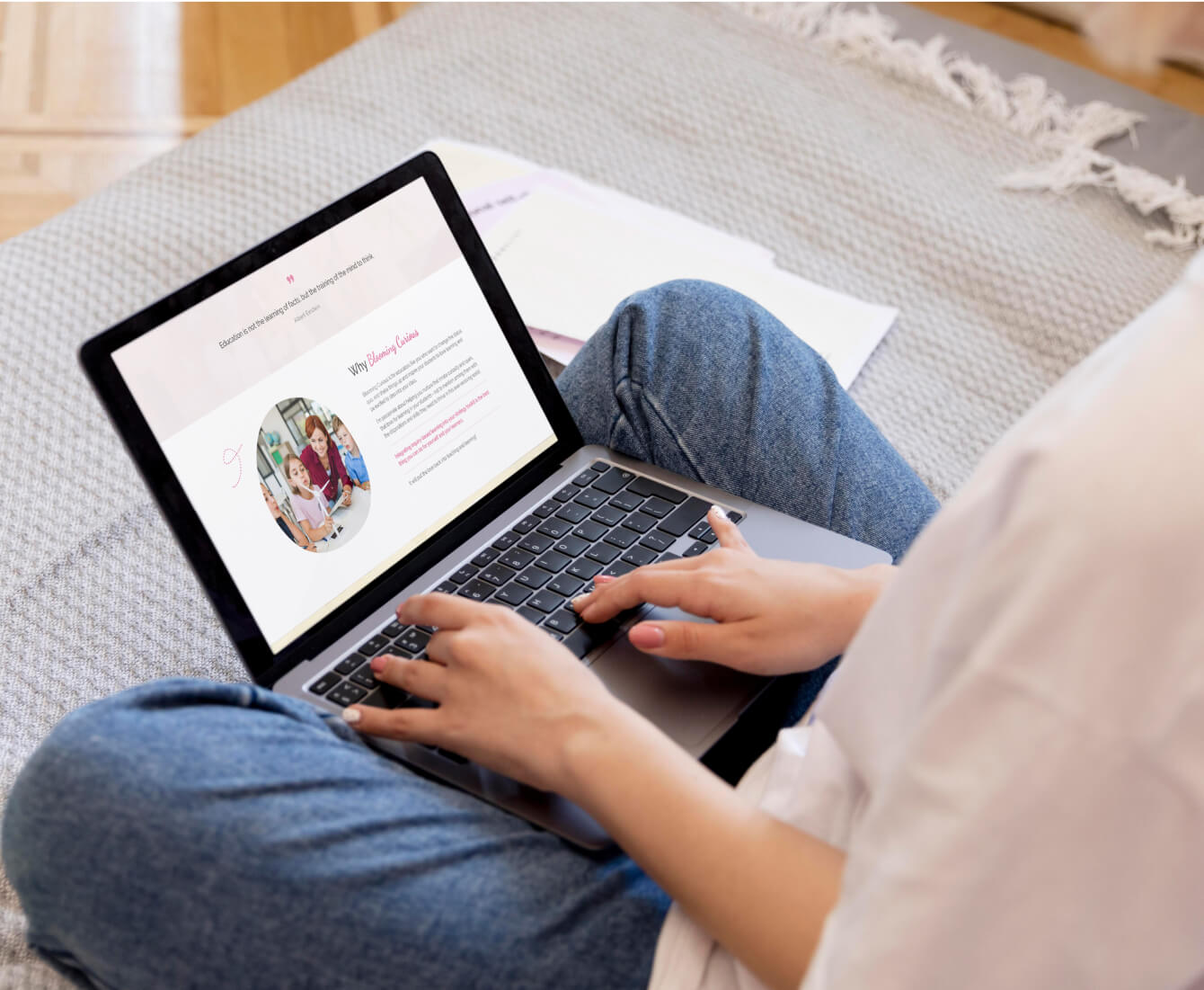 Responsive web design on a desktop device showing education consultant podcast website designed in Figma by UrosWeb.
